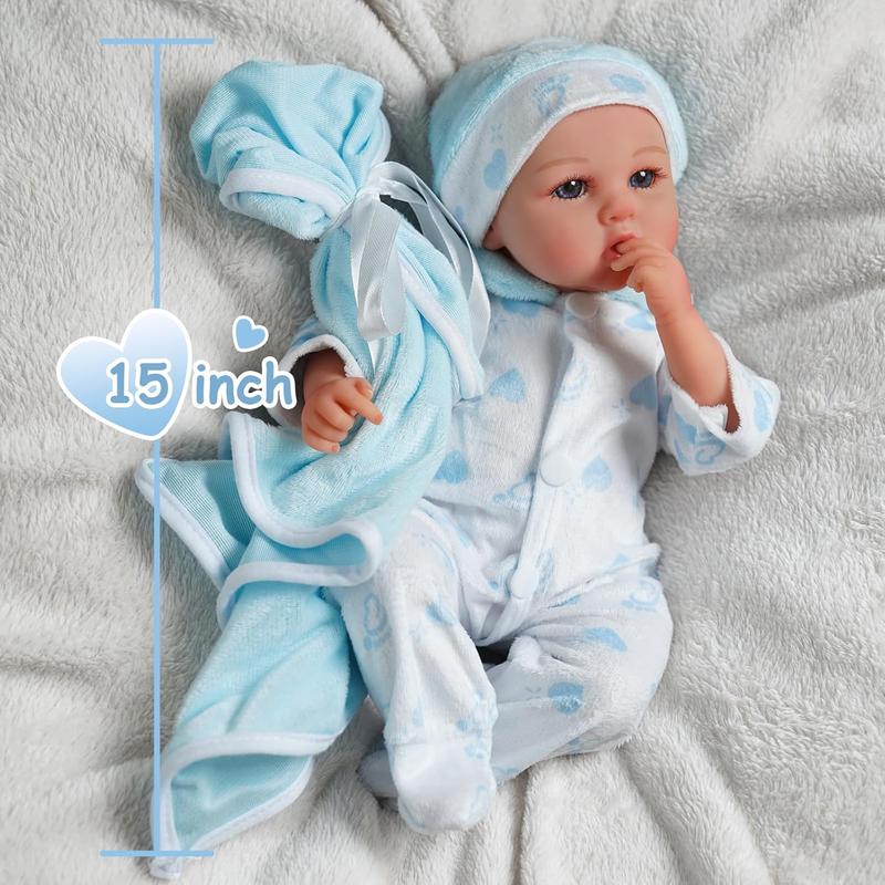 Baby Dolls Boy 15 inch Full Vinyl Body Anatomically Correct - Realistic Cute Soft Body Baby Doll Real Life Baby Dolls with Accessories for 3+ Year Old Gifts