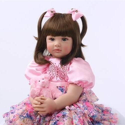 Reborn Baby Dolls  24-inch 60cm Newborn Toddler Dolls Cute Girl Hand Pasted Hair Soft Vinyl Silicone Realistic Baby Doll Real Life Baby Dolls with Complete Accessories Perfect for Cuddling, Playtime, and Gift Giving