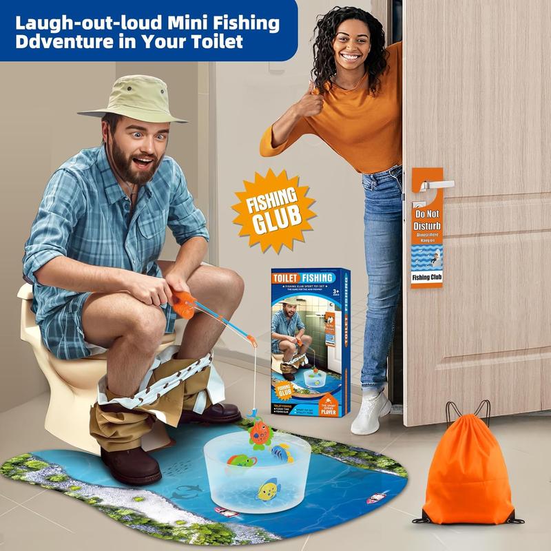 Toilet Fishing Funny Gifts for Men - White Elephant Gifts Potty Fisher to Kill Time, Bathroom Fishing Novelty Gag Gifts for Men Dad Husband Adults, Prank Joke Dad Gifts