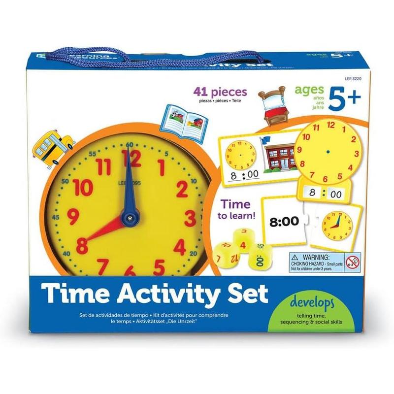 Time Activity Set - 41 counts,Clock for Teaching Time, Telling Time, Homeschool Supplies, Clock.