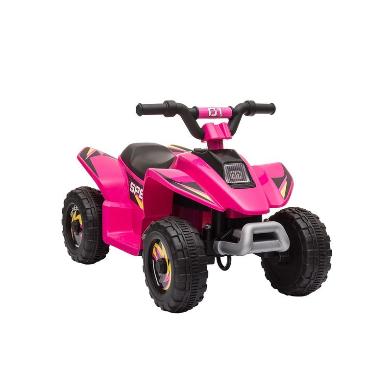 Aosom 6V Kids ATV Ride on 4-Wheeler Car, Electric Quad Toy Battery Powered Vehicle with Forward  Reverse Switch for 18-36 Months Old Toddlers, Pink