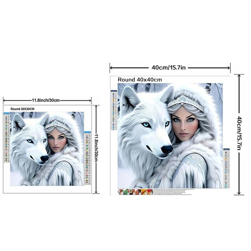 Wolf & Teenager Pattern DIY Diamond Arts Colorful Painting Kit without Frame, DIY 5D Diamond Arts Colorful Painting Kit, Wall Art Decor for Home Living Room Bedroom