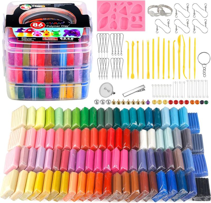 Polymer Clay Kit, Oven Bake Modeling Clay with Sculpting Tools, 86 Colors， Great Gift Set for kids