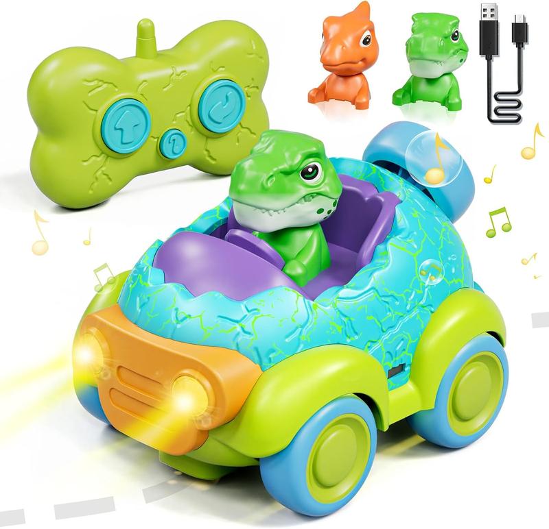 Remote Control Car for Toddlers, Rechargeable RC Cars for Toddler Toys 2-3, Dinosaur Toys for Ages 2-4 with Lights & Music, 2 3 4 Year Old Boy Toys