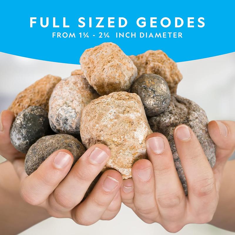 NATIONAL GEOGRAPHIC Break Open 10 Premium Geodes – Includes Goggles and 2 Display Stands - Great STEM Science Kit, Geology Gift for Kids, Break Your Own Geodes with Crystals,