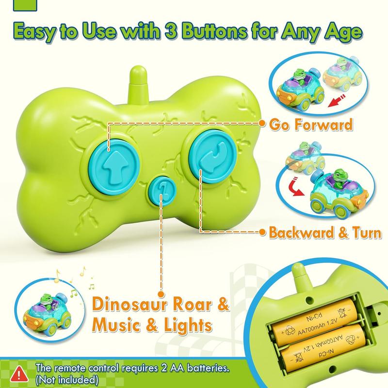 Remote Control Car for Toddlers, Rechargeable RC Cars for Toddler Toys 2-3, Dinosaur Toys for Ages 2-4 with Lights & Music, 2 3 4 Year Old Boy Toys