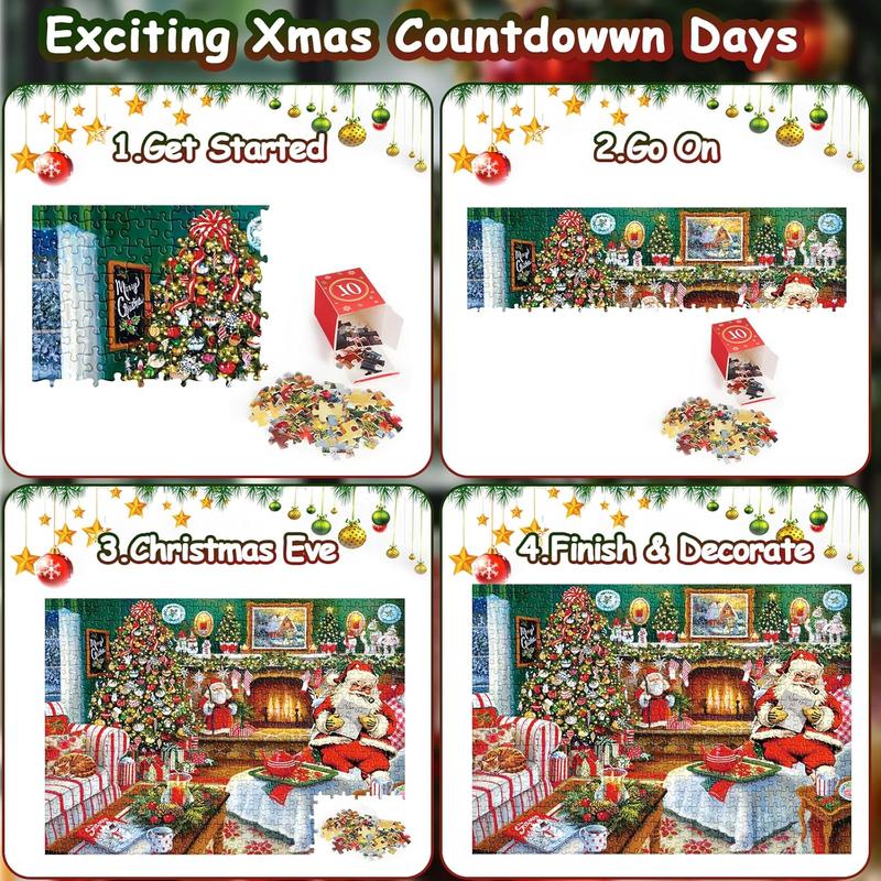 Advent Calendar 2024 Christmas Jigsaw Puzzles, Christmas Advent Calendar for Teens Adults Kids, 1008 Pcs 24 Days