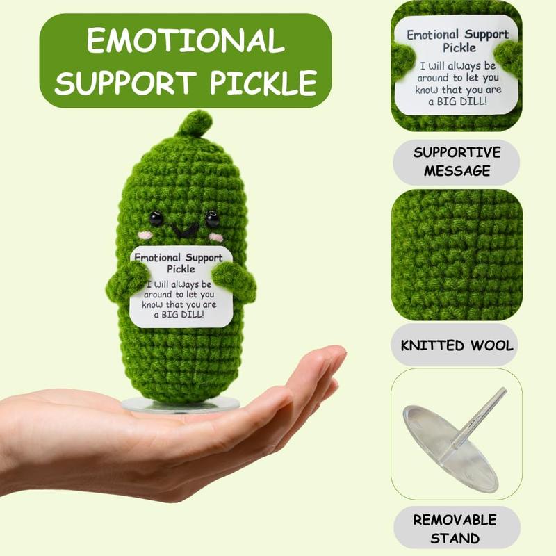 Emotional Support Pickle with Stand. Positive Pickle Gift for Women, Friends, Family, Co Workers. Birthday and Christmas  Stocking Stuffer.