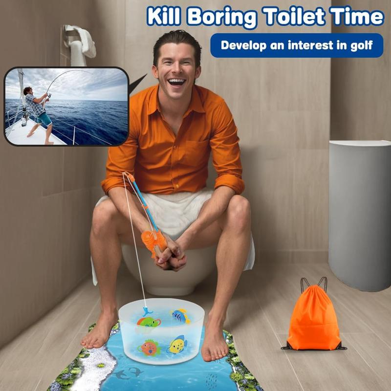 Toilet Fishing Funny Gifts for Men - White Elephant Gifts Potty Fisher to Kill Time, Bathroom Fishing Novelty Gag Gifts for Men Dad Husband Adults, Prank Joke Dad Gifts