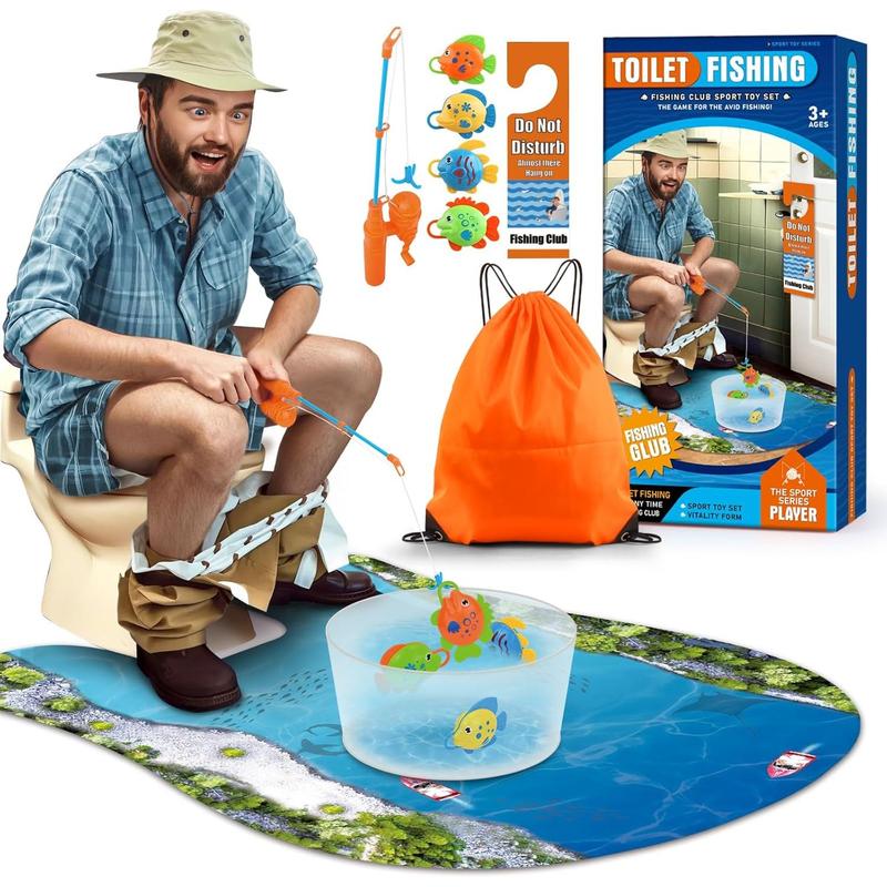 Toilet Fishing Funny Gifts for Men - White Elephant Gifts Potty Fisher to Kill Time, Bathroom Fishing Novelty Gag Gifts for Men Dad Husband Adults, Prank Joke Dad Gifts