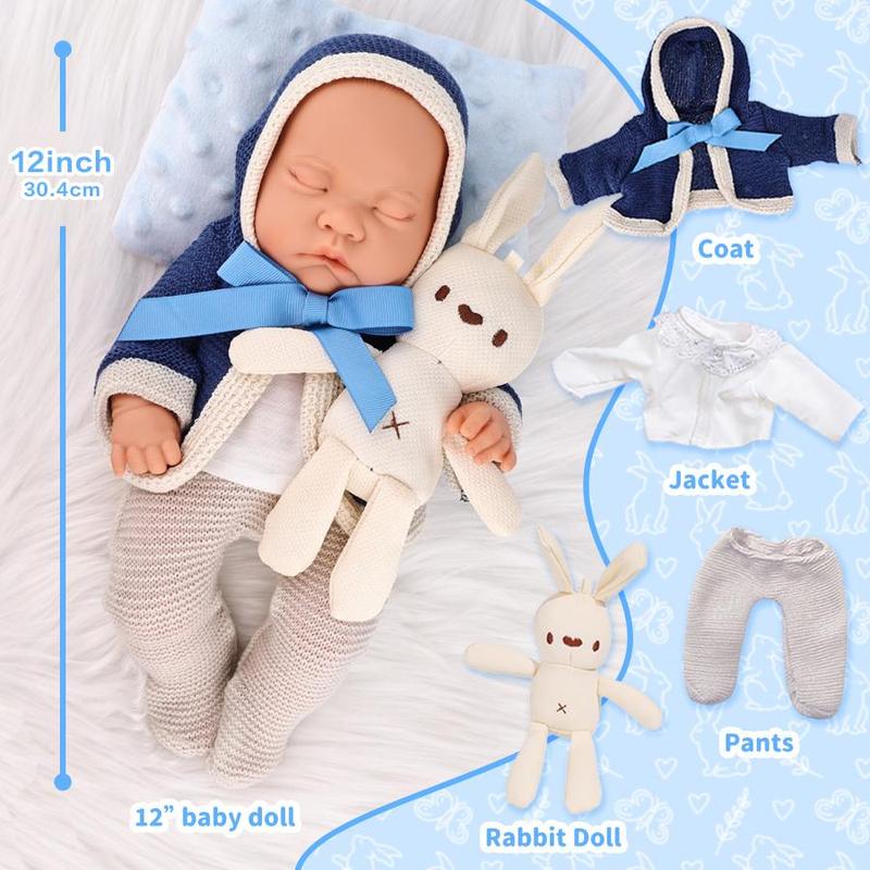 12 Inch Realistic Baby Doll Set, Washable Vinyl Newborn Doll with Accessories, Doll Clothes Set, Doll Accessories for Girls and Boys, Stocking Fillers Gift