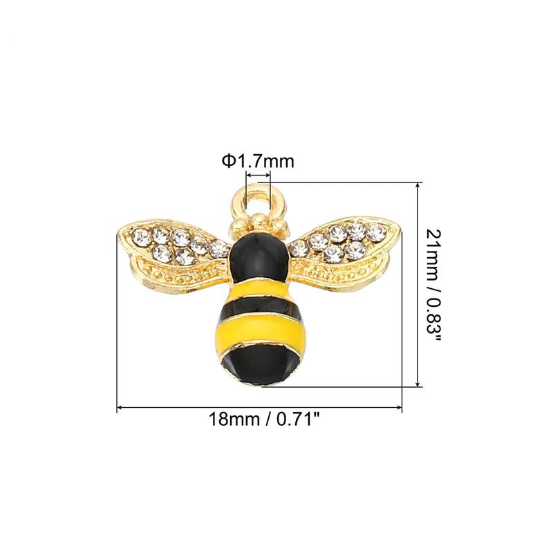 60pcs Bees Charm Bees Bracelet Charm Pendants Enamel Resin Alloy Rhinestone for Jewelry Making Bracelets Earring