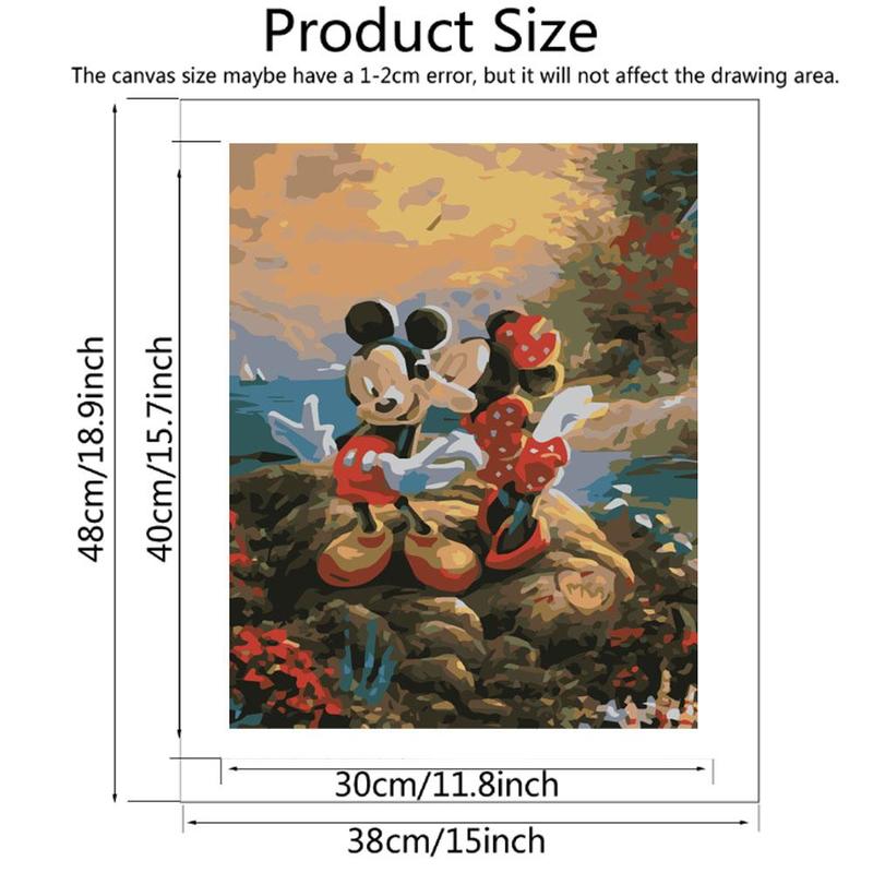 Disney Mickey Mouse Minnie and Mouse DIY Painting By Numbers Kit, 1 Set DIY Painting By Numbers without Frame, Wall Art Decor for Home Living Room Bedroom