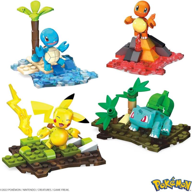 MEGA Pokémon Building Toys Set Kanto Region Team with 130 Pieces, 4 Poseable and Articulated Characters, 2 Inches Tall, for Kids