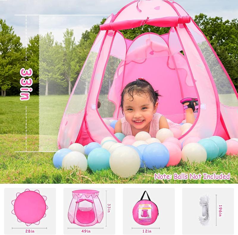 Christmas gift Tent Girls Kids Playhouse - Pop Up Play Tent with Star Light Tent, Ball Pit Toys for Birthday Gift for Indoor and Outdoor