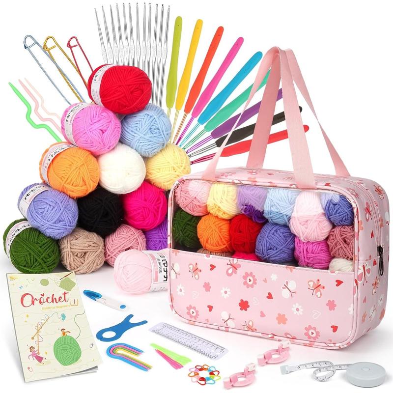 70 count Crochet Kit for Beginners-Yarn for Knitting and Crocheting-Crochet Hook Accessories-Ideal Crochet Starter Kit for  Adults Beginner Professionals