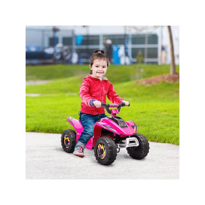 Aosom 6V Kids ATV Ride on 4-Wheeler Car, Electric Quad Toy Battery Powered Vehicle with Forward  Reverse Switch for 18-36 Months Old Toddlers, Pink