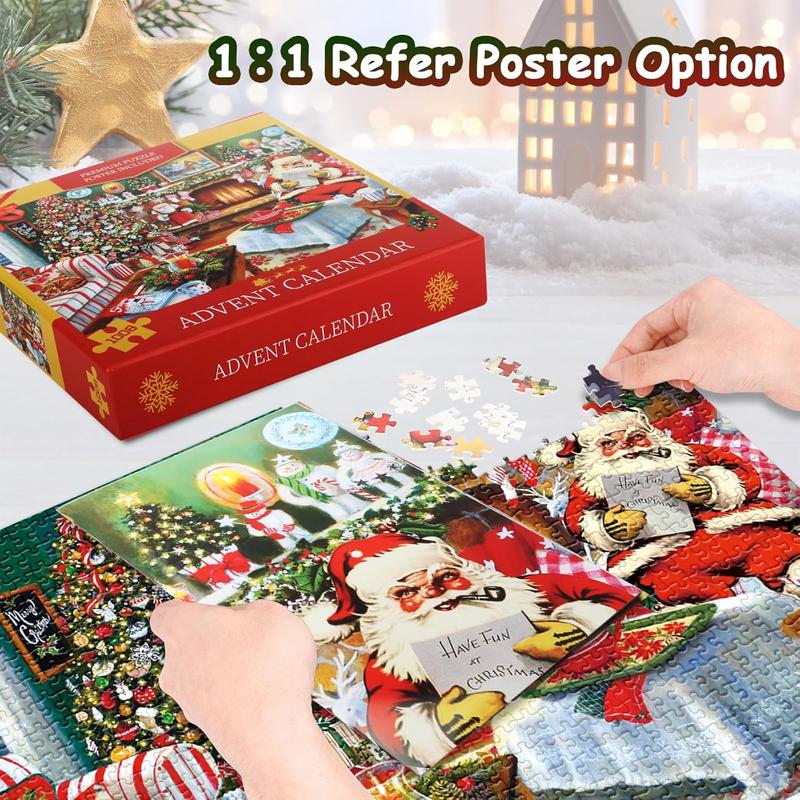 Advent Calendar 2024 Christmas Jigsaw Puzzles, Christmas Advent Calendar for Teens Adults Kids, 1008 Pcs 24 Days