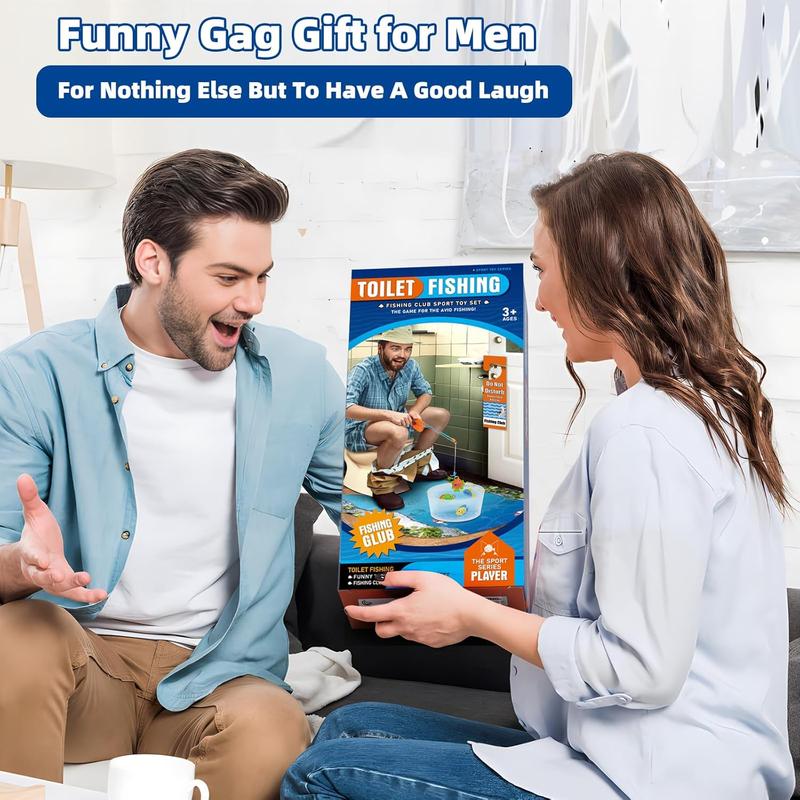 Toilet Fishing Funny Gifts for Men - White Elephant Gifts Potty Fisher to Kill Time, Bathroom Fishing Novelty Gag Gifts for Men Dad Husband Adults, Prank Joke Dad Gifts