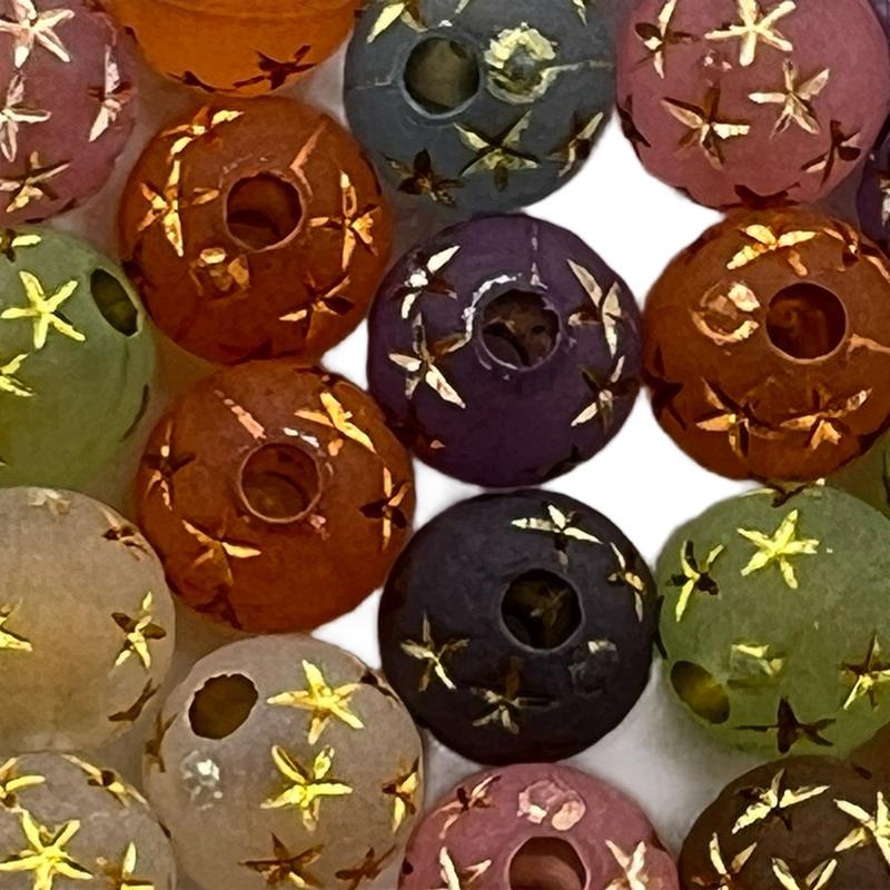 150pcs frosted multicolor bead with star design for diy jewelry making pens or spacer 7.5mm bead mix