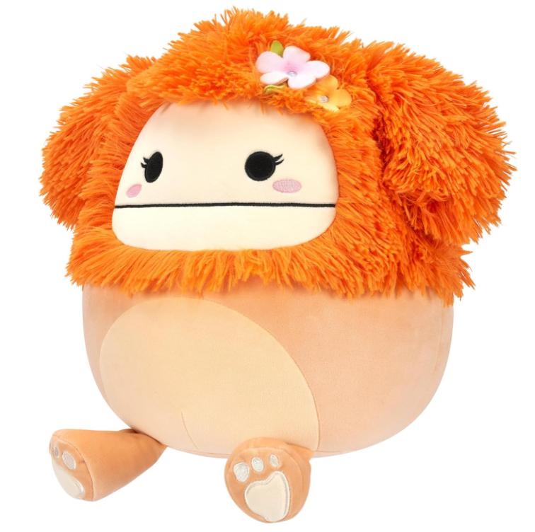 Squishmallows Shasta Peach Bigfoot Plush with Tropical Flower - Official Jazwares