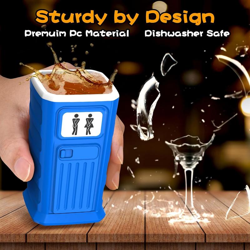 Funny Porta Potty Shot Glasses: White Elephant Gag Fun Novelty Yankee Party Exchange Gifts for Adults Men - Secret Dirty Santa Christmas Stocking Stuffers Ideas for Dad Husband Coworker Brother