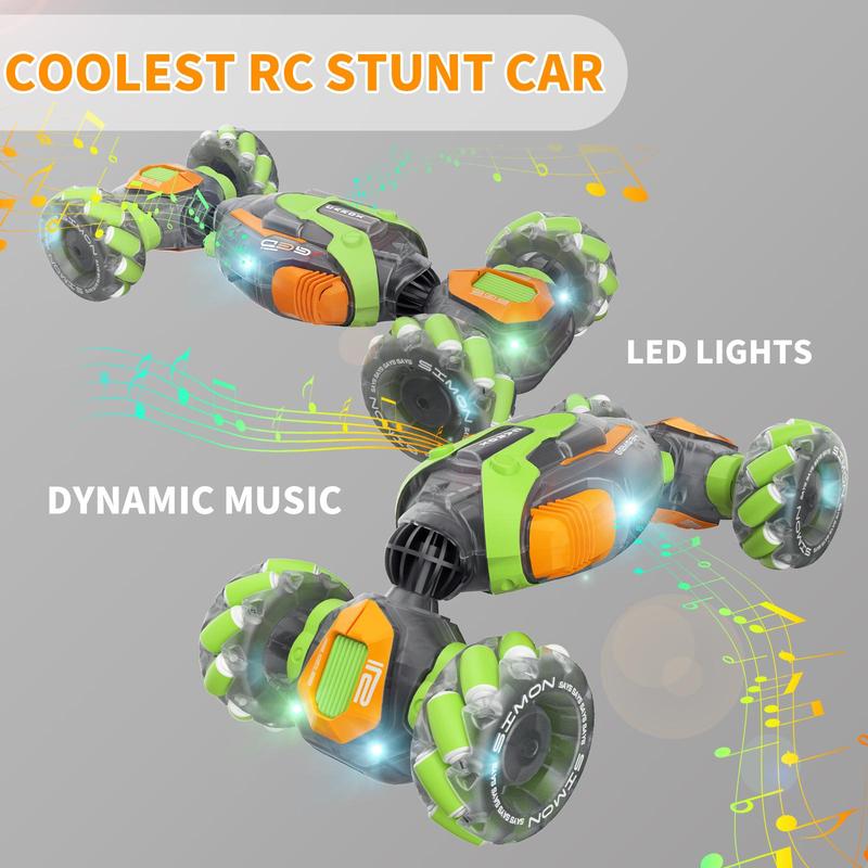 Gesture Sensing RC Stunt Car Toys, 2.4Ghz Twist Rotating Cars 4WD Transform Off Road RC Cars for Boys and Girls 6-12 Year Christmas colors.