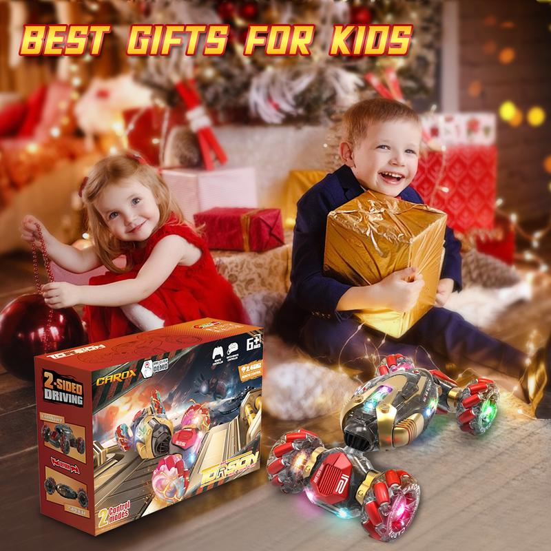 Gesture Sensing RC Stunt Car Toys, 2.4Ghz Twist Rotating Cars 4WD Transform Off Road RC Cars for Boys and Girls 6-12 Year Christmas colors.