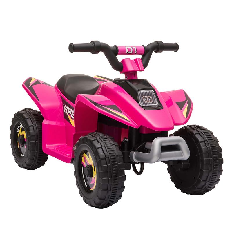 Aosom 6V Kids ATV Ride on 4-Wheeler Car, Electric Quad Toy Battery Powered Vehicle with Forward  Reverse Switch for 18-36 Months Old Toddlers, Pink