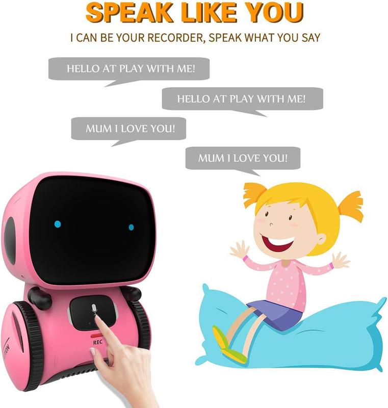 Kids Robot Toy, Smart Talking Robots Intelligent Partner and Teacher with Voice Control and Touch Sensor, Singing, Dancing, Repeating, Gift for Boys and Girls of Age 3 and Up