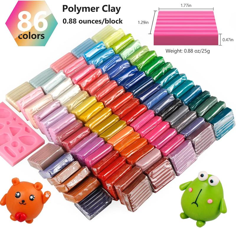 Polymer Clay Kit, Oven Bake Modeling Clay with Sculpting Tools, 86 Colors， Great Gift Set for kids