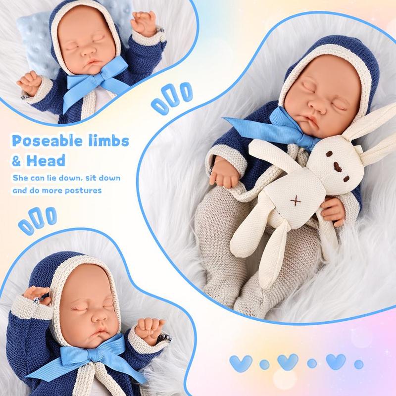 12 Inch Realistic Baby Doll Set, Washable Vinyl Newborn Doll with Accessories, Doll Clothes Set, Doll Accessories for Girls and Boys, Stocking Fillers Gift