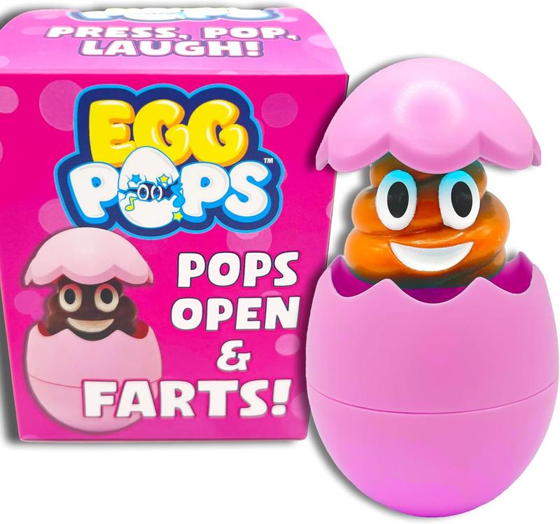 Farting Stocking Stuffer, Pops Open to Reveal a Surprise Poop Character - Perfect Gag Gifts for Teen Boys & Girls, White Elephant Gifts, Secret Santa, Xmas Holiday Egg Pops (Blue)