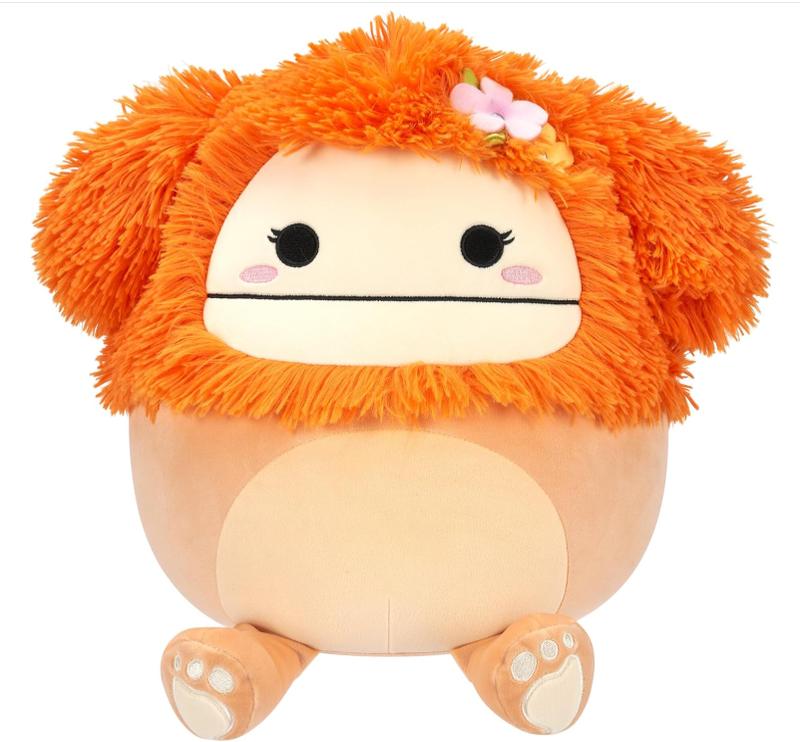 Squishmallows Shasta Peach Bigfoot Plush with Tropical Flower - Official Jazwares