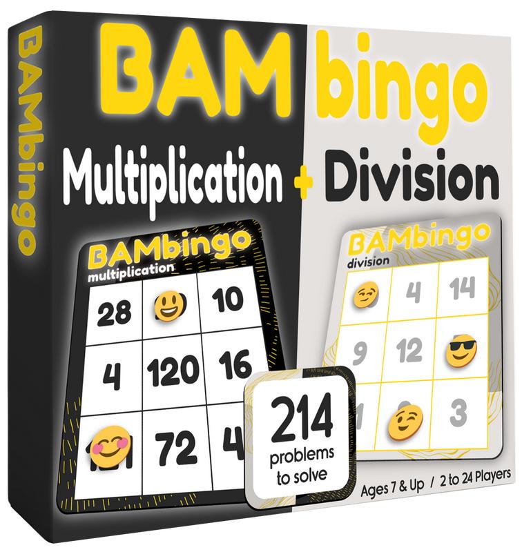 Math Flash Cards Bingo Game - Multiplication and Division Math Games for Kids Ages 8-12 - Educational Board Game for 3rd 4th 5th Grade