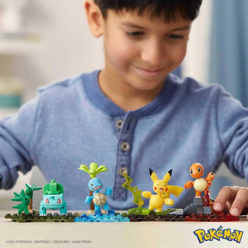 MEGA Pokémon Building Toys Set Kanto Region Team with 130 Pieces, 4 Poseable and Articulated Characters, 2 Inches Tall, for Kids