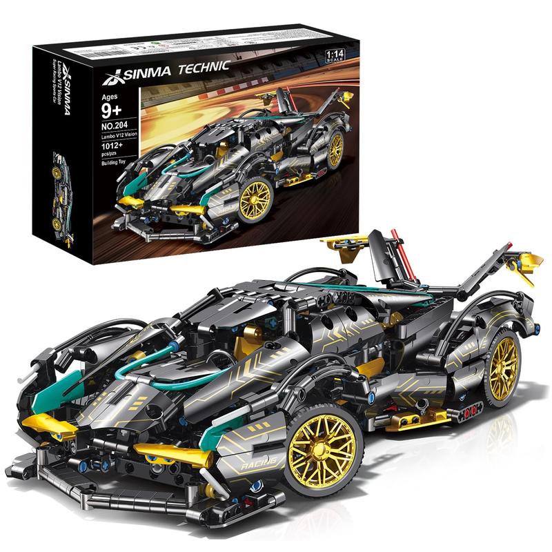 Technic Sports Car Building Blocks Toys Boys or Adults Kits 1:14 MOC Lambo V12 Building Set Speed Champions Raceing Car Model Vehicle Set,Collectible Race Car for 10 12 14+ Year Boys(1012pcs)