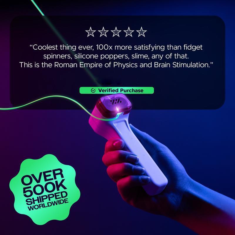 The Original Glow-In-The-Dark String Shooter Toy w  Dual Built-in UV Blacklights - Safe Fun Adult & Kids Rope Launcher Christmas Gifts- Music Festival Rave Dance Accessory-Car Decoration