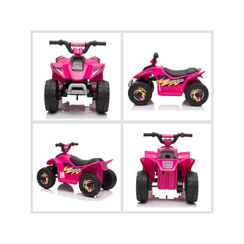 Aosom 6V Kids ATV Ride on 4-Wheeler Car, Electric Quad Toy Battery Powered Vehicle with Forward  Reverse Switch for 18-36 Months Old Toddlers, Pink