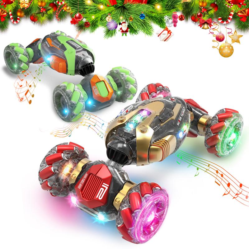 Gesture Sensing RC Stunt Car Toys, 2.4Ghz Twist Rotating Cars 4WD Transform Off Road RC Cars for Boys and Girls 6-12 Year Christmas colors.