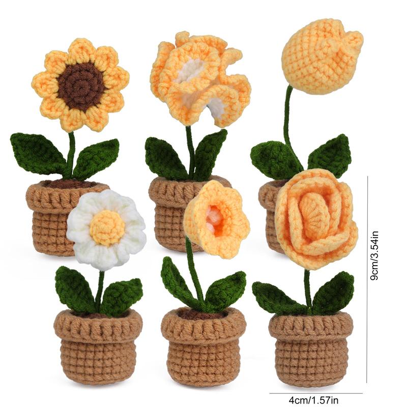 Potted Flower Crochet Kit, 6 Counts set Crochet Starter Kit with Step-by-Step Video Tutorials, Crochet Supplies for Beginners, DIY Handmade Crochet Supplies