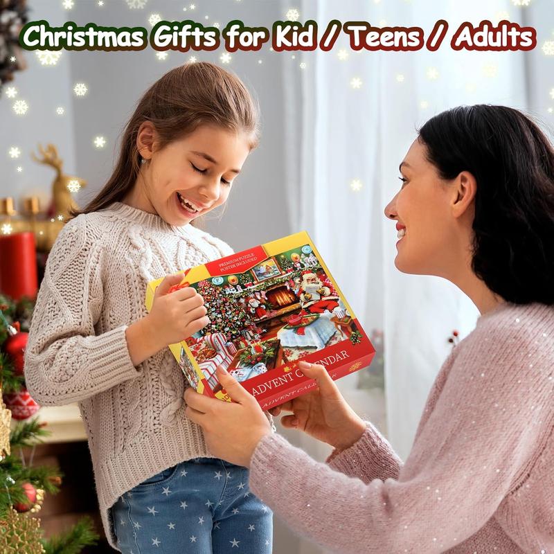 Advent Calendar 2024 Christmas Jigsaw Puzzles, Christmas Advent Calendar for Teens Adults Kids, 1008 Pcs 24 Days