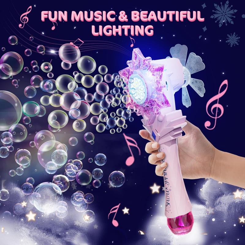 Bubble Wands for Kids Girls - Include 4 Bubble solution, Light Up LED & Sound Effect, Outdoor Party Birthday Windmill Bubble Machine Toys for Toddlers, Gift for Girls Age 3 4 5 6 7 8 Year Old