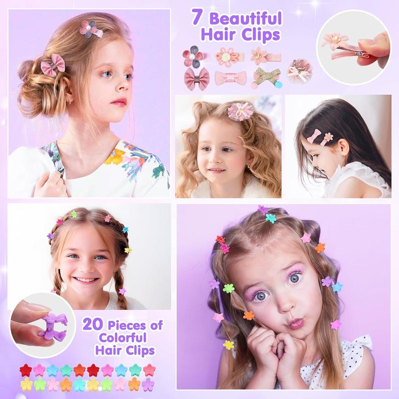 Christmas Gift 172Pcs Jewel Rings, Necklaces, Bracelets, Hair Ties, Hair Clips, Princess Dress Up Toys Pretend Play Set