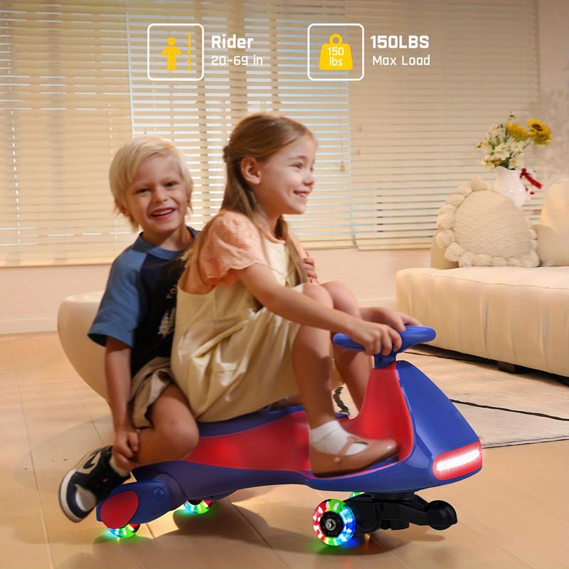 2-in-1 Electric Wiggle Ride-On Car - 12V Rechargeable Battery Powered, Anti-Rollover Structure, Flashing Wheels, Pedal Control, Swing Car for 3