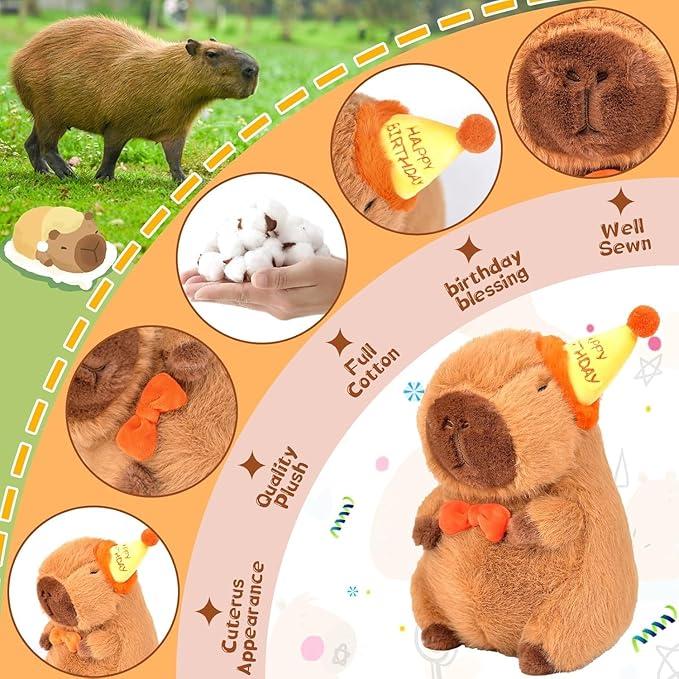 Cute Capybara Plush with Turtle Backpack Capybara Stuffed Animal Soft Capybara Plushies Toy Capybara Doll Pillow Birthday Christmas gift for Kids