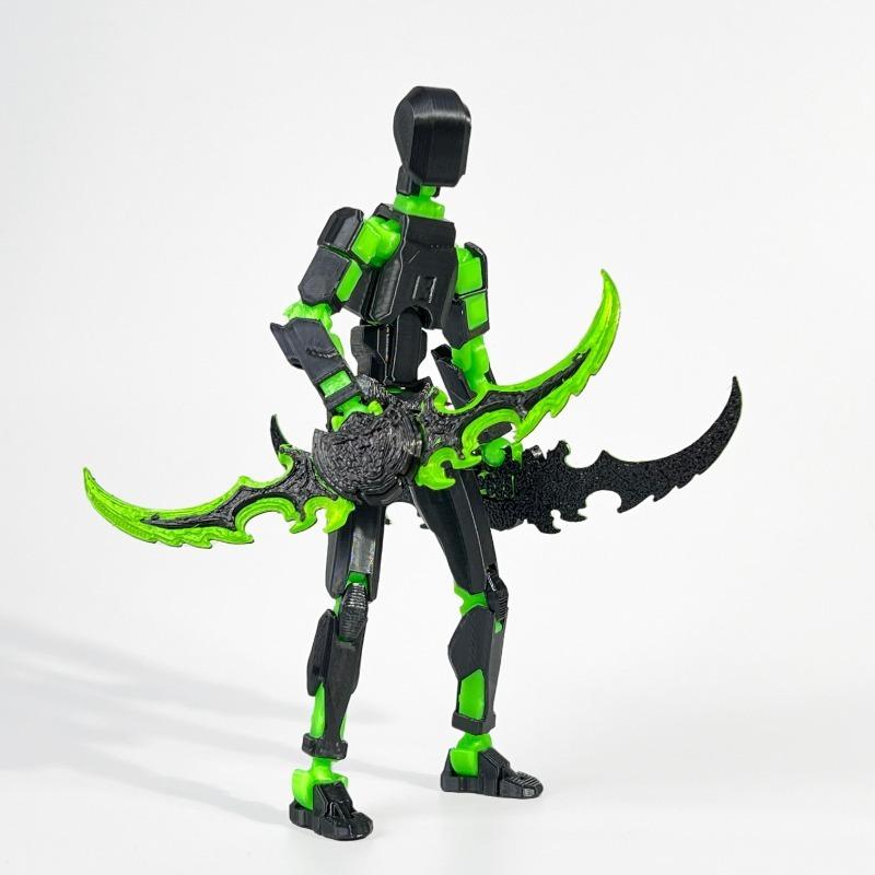 T13 Action Figure Set, Titan 13 Robot Action Figure 3D Printed robo 13 Action Figure Articulated, Dummy 13 Lucky 13 Gift for Collectors Desktop Decorations, Black Green Red Black