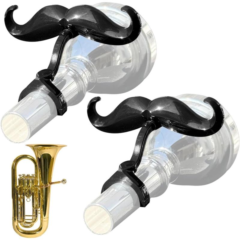 [2 Pack] Clip-On Mustache For Tubas - Includes Protective Case - Made To Fit All Tuba Mouthpieces -  Accessory For Young Musicians