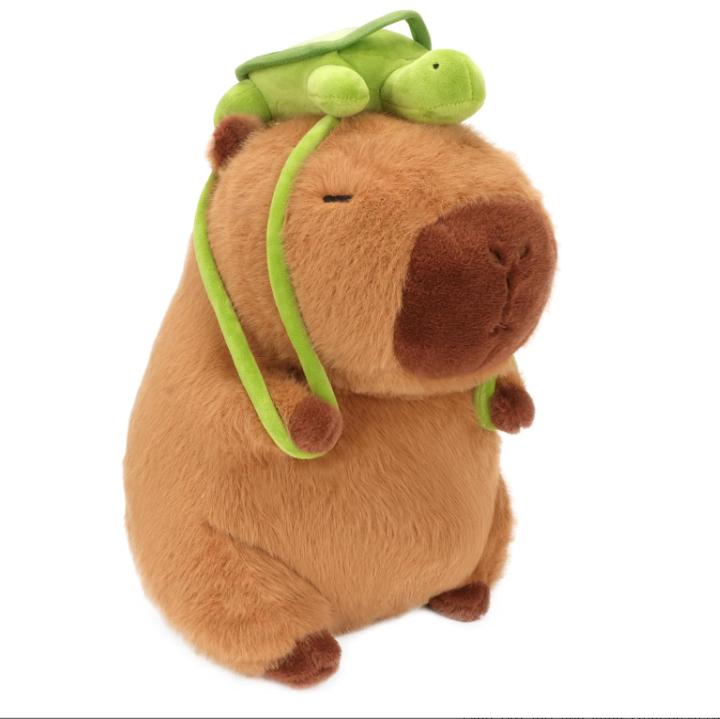 Cute Capybara Plush with Turtle Backpack Capybara Stuffed Animal Soft Capybara Plushies Toy Capybara Doll Pillow Birthday Christmas gift for Kids