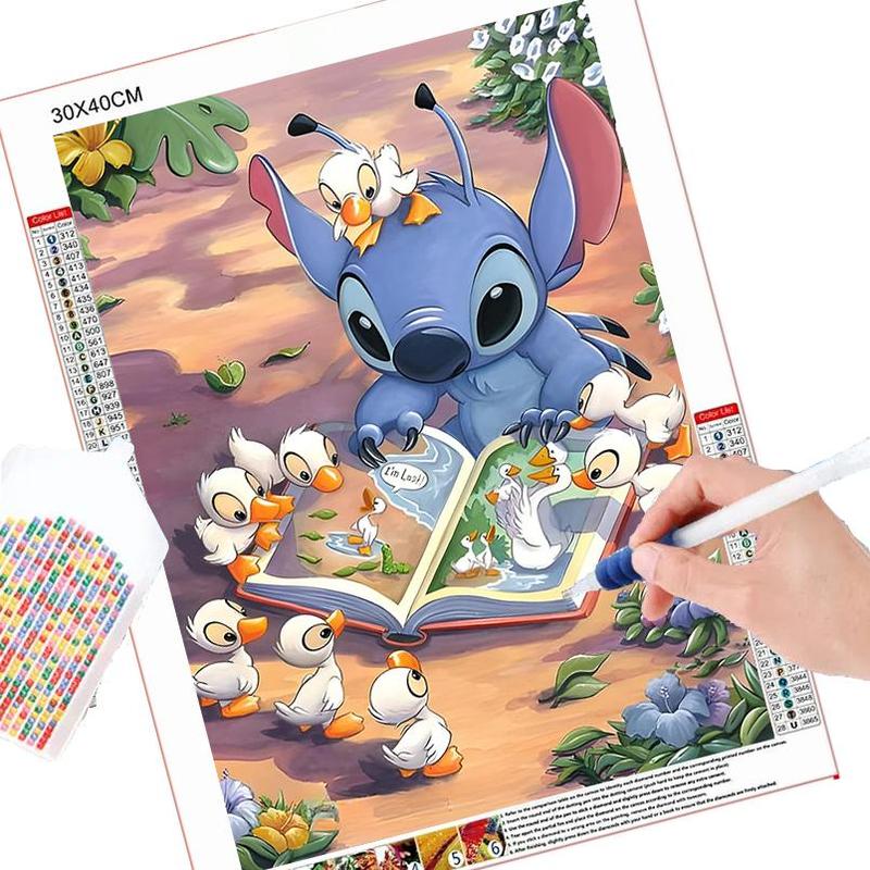 Disney Cartoon Stitch Pattern DIY Diamond Arts Colorful Painting Kit without Frame, DIY 5D Diamond Arts Colorful Painting for Bedroom Home Wall Decor